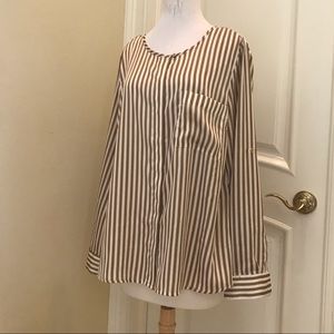 Nwot Dana Buchman woven dark gold/ivory stripe top